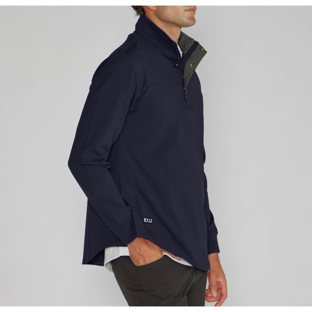 BYLT Elite Fairway Pullover Mens Quarter Snap Performance Navy Blue  Medium